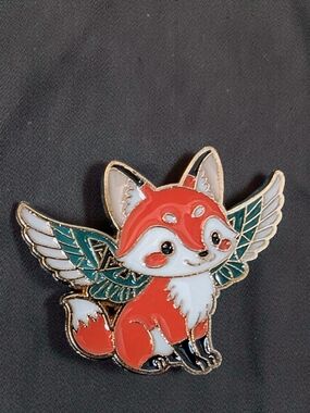 Winged Fox Enamel Pin